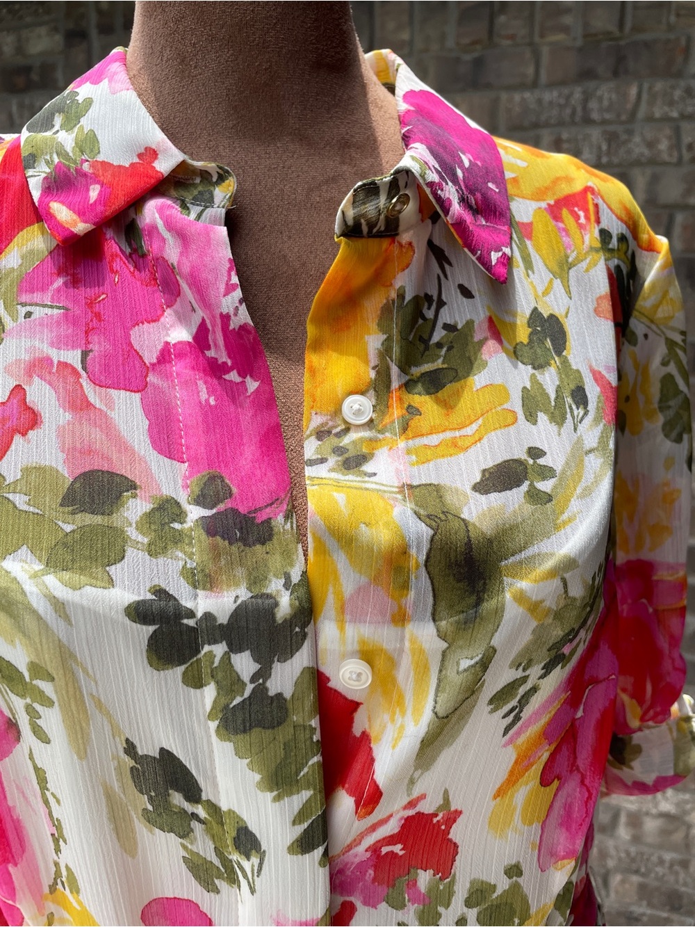 Calvin Klein Pink, Yellow & Green Floral Midi Dress - Picture 3 of 5